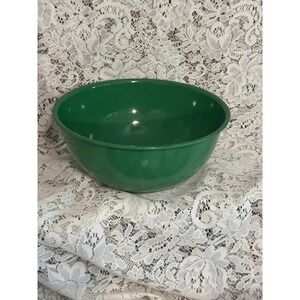 Vintage Forest Green Enamelware Round Mixing Bowl Farmhouse Country Kitchen
